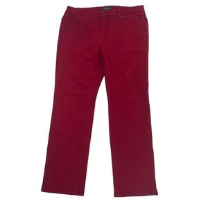 Lauren Ralph Lauren Red Modern Straight Jeans Size 14 Wide Women's